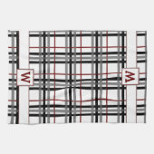 Zwart wit en rood geruite keukenhanddoek (Horizontaal)