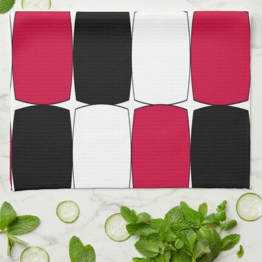Zwart, wit en rood keukenhanddoek (Gevouwen)