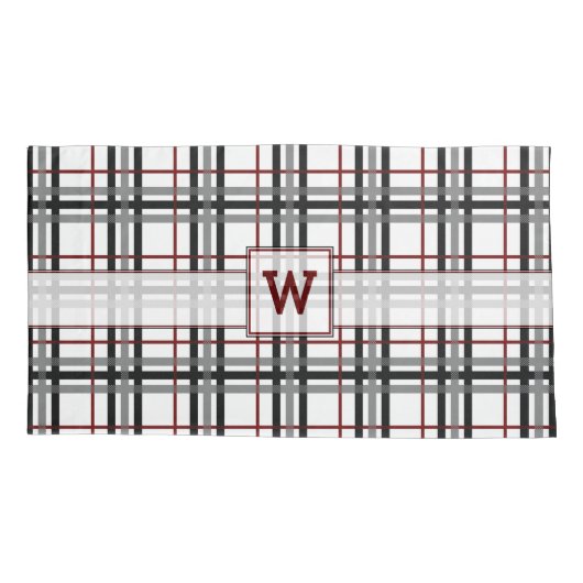 Zwart Wit en Rood Plaid Kussen Hoesje Kussensloop (Achterkant)