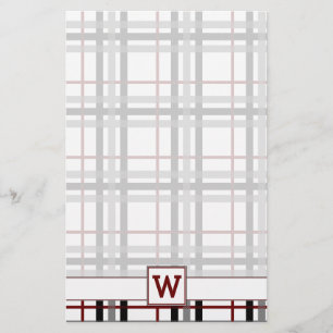 Zwart Wit en Rood Plaid Stationery Briefpapier