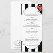 Zwart Wit en Rood Rose Bruiloft Menu (Voorkant / Achterkant)