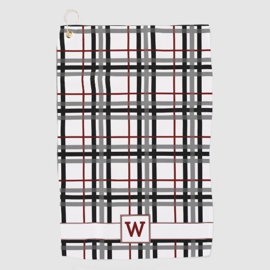 Zwart wit en rood speldenhanddoek golfhanddoek (Voorkant)