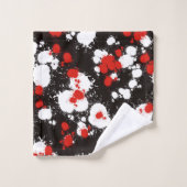 Zwart, wit en rood verf Splatter Bad Handdoek (Wasdoekje)