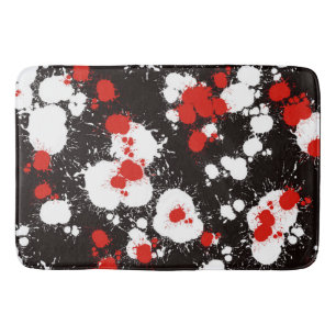 Zwart, wit en rood verf Splatter Badmat