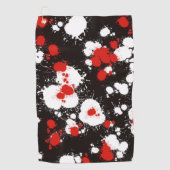 Zwart, wit en rood verf Splatter Golfhanddoek (Voorkant)