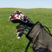 Zwart, wit en rood verf Splatter Golfheadcover (Insitu)