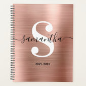 Zwart wit en Roos goudvormig monogram Planner (Voorkant)