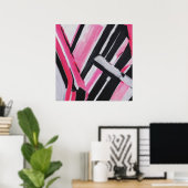 Zwart, wit en roze Abstracte wandkunst Poster (Thuiskantoor)