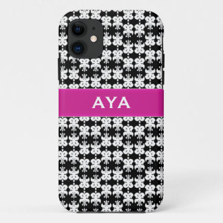 Zwart wit en roze iPhone 11 hoesje