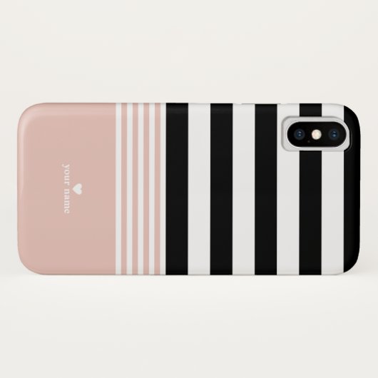Zwart, wit en roze, gepersonaliseerd Case-Mate iPhone case (Achterkant (horizontaal))