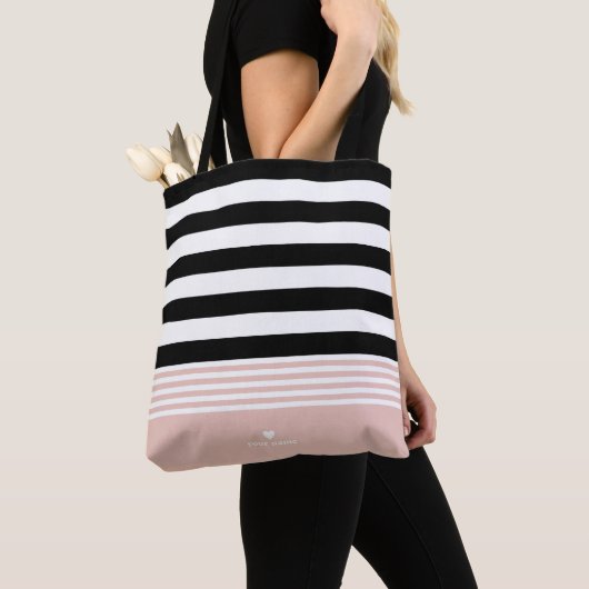 Zwart, wit en roze, gepersonaliseerd tote bag (Dichtbij)