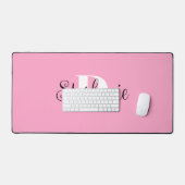 Zwart Wit en Roze Leuk Modern Monogram Bureaumat (Keyboard & Muis)