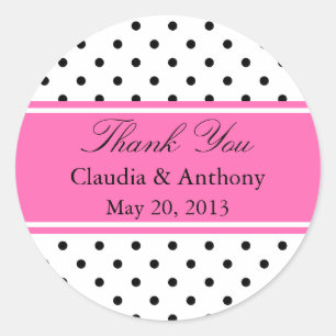 Zwart, wit en roze pokadodenweddenschap Dank je Ronde Sticker