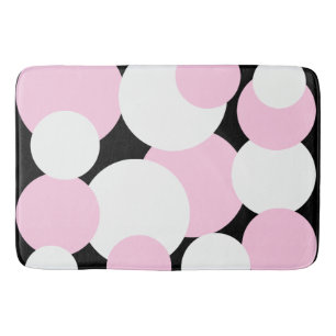 Zwart, wit en roze pooldots badmat
