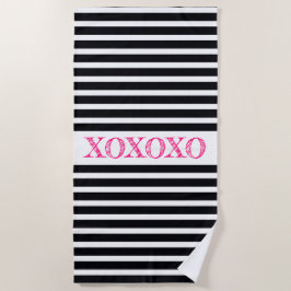 Zwart wit en roze strandlaken