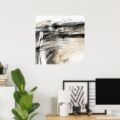 Zwart Wit en Tan Abstract Landschapsplein Poster (Thuiskantoor)