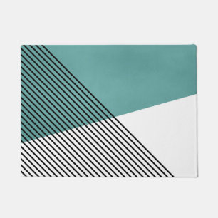 Zwart, wit en turquoise eenvoudige geometrische ku deurmat