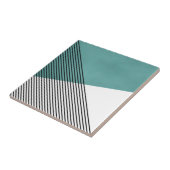 Zwart, wit en turquoise eenvoudige geometrische ku tegeltje (Zijkant)