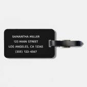 Zwart wit en warm roze Fancy Manuscript Monogramed Bagagelabel (Achterkant horizontaal)