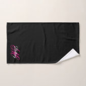 Zwart wit en warm roze Fancy Script-monogram Bad Handdoek (Handdoek)