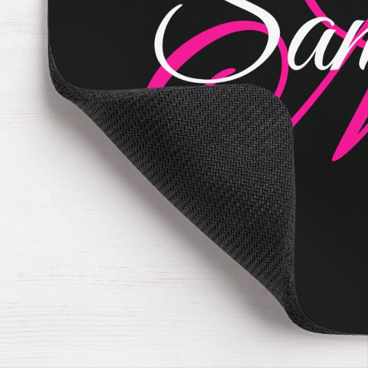Zwart wit en warm roze Fancy Script-monogram Muismat (Hoek)