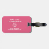 Zwart, wit en warm roze gestreept, speciaal gepers bagagelabel (Achterkant horizontaal)