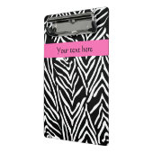Zwart, wit en warm roze Zebra afdrukken Mini Klembord (Angled2)