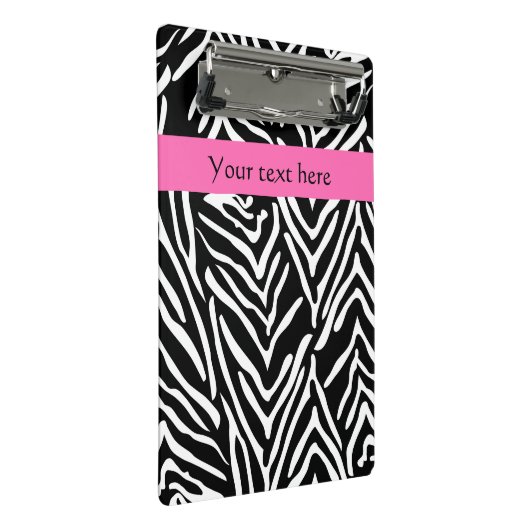 Zwart, wit en warm roze Zebra afdrukken Mini Klembord (Schuin)