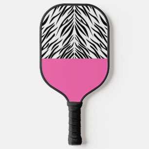 Zwart-wit en warm-roze Zebra afdrukken Pickleball Paddle