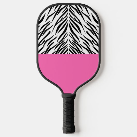 Zwart-wit en warm-roze Zebra afdrukken Pickleball Paddle (Voorkant)