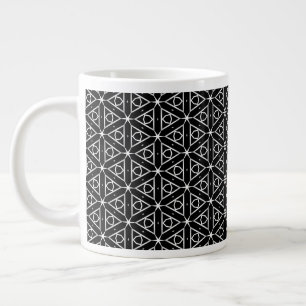 Zwart Wit en Zilver Geometrisch patroon Extra Grote Beker