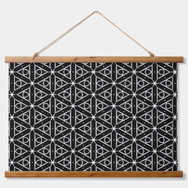 Zwart Wit en Zilver Geometrisch patroon Hangend Wandkleed