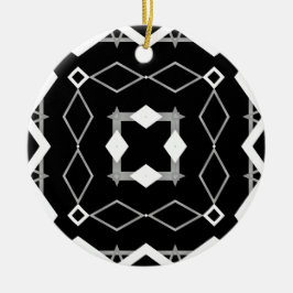 Zwart Wit en Zilver Geometrisch patroon Keramisch Ornament