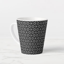 Zwart Wit en Zilver Geometrisch patroon Latte Mok