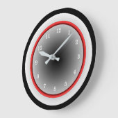 Zwart wit en zilver grijs met rode sierstrip grote klok (Hoek)