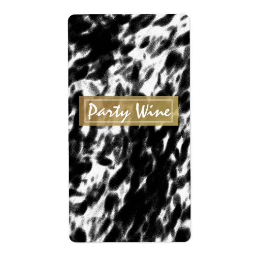 Zwart wit en zwart-wit Gold Chic Wine Labels (Voorkant)