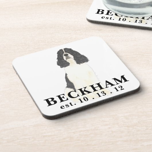 Zwart-wit Engels Springer Spaniel Bier Onderzetter (Linkerzijde)