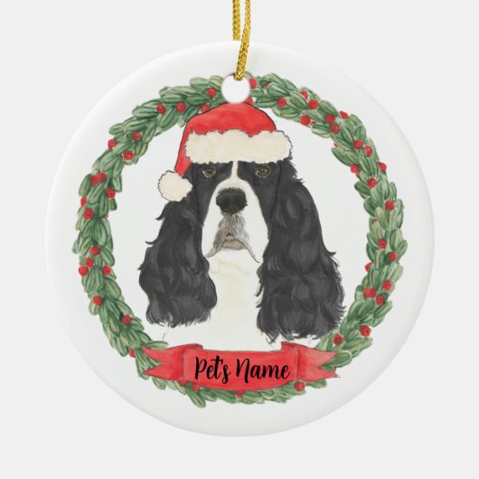 Zwart-wit Engels Springer Spaniel Keramisch Ornament (Voorkant)
