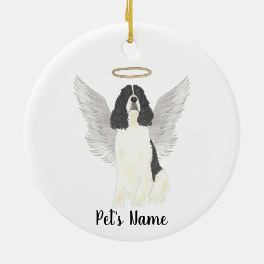 Zwart & Wit Engelse Springer Spaniel Condoleance Keramisch Ornament (Achterkant)