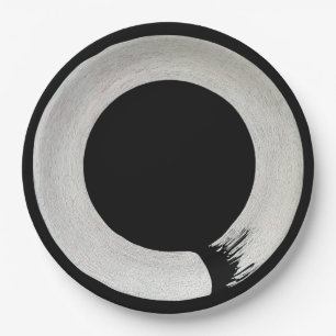 Zwart-wit Enso Symbool Dinner Borden Papieren Bordje
