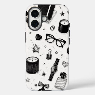 Zwart-wit esthetische telefoonhoes iPhone 16 hoesje