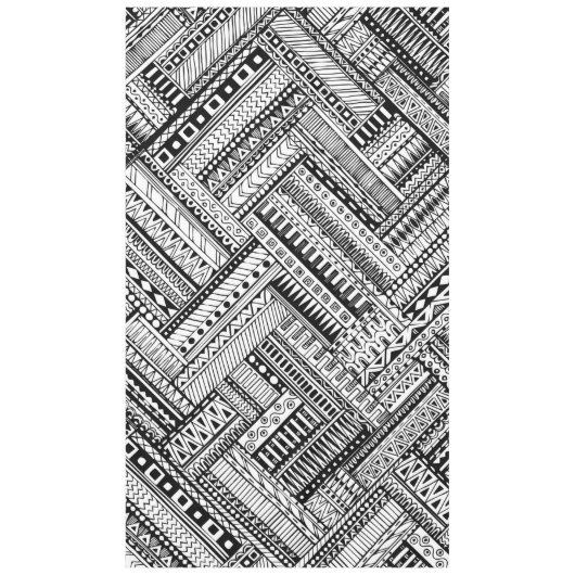 Zwart-wit Ethinic Mix Pattern Tablecloth Tafelkleed (Voorkant)