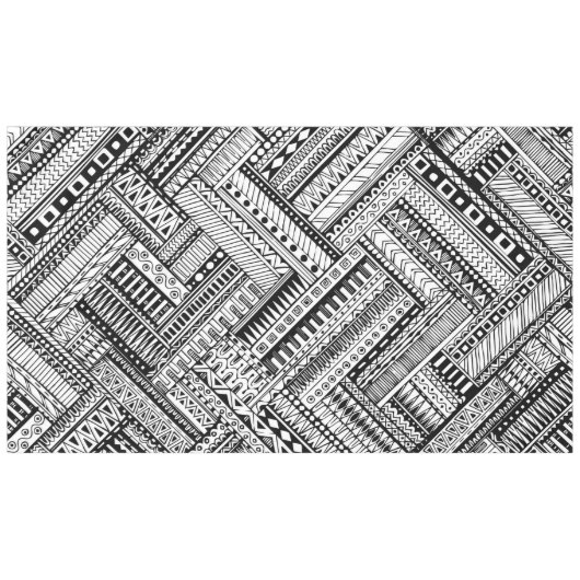 Zwart-wit Ethinic Mix Pattern Tablecloth Tafelkleed (Voorkant (Horizontaal))