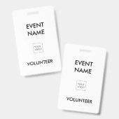 Zwart-wit Evenement Vrijwilliger Logo Badge (Front & Back)