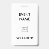 Zwart-wit Evenement Vrijwilliger Logo Badge (Back)