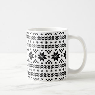 Zwart-wit Fair Isle Patroon Koffiemok