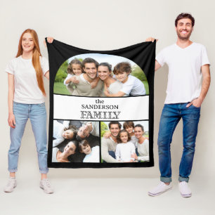 Zwart-wit familie fotocollage fleece deken