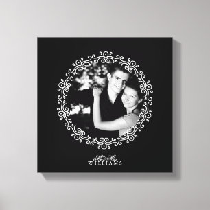 Zwart-wit Fancy decoratief Lijst Foto Canvas Afdruk