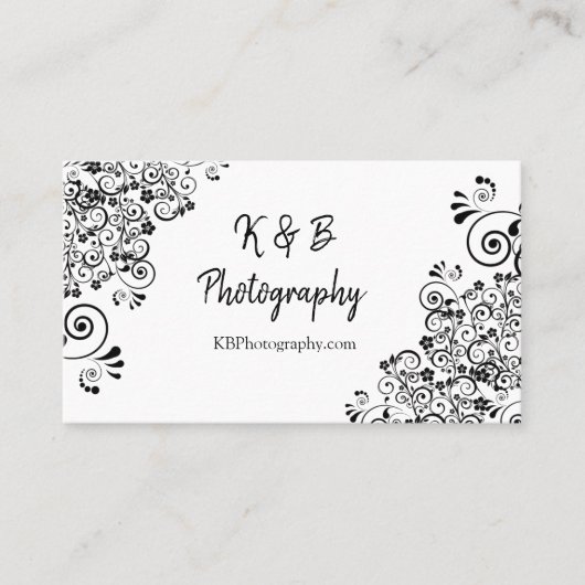 Zwart-wit Fancy grens Visitekaartje (Voorkant)