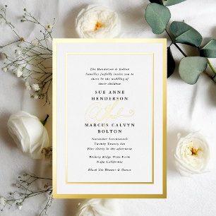 Zwart-wit Fancy Kalligrafie Folie Bruiloft Folie Uitnodiging